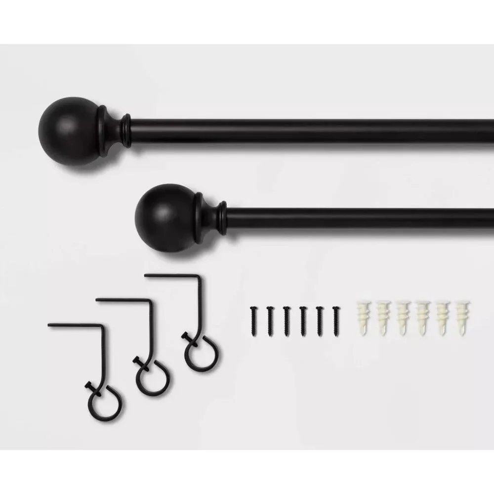 Threshold Matte Black Finish Expandable Ball End Curtain Rod 66